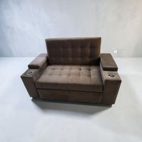 SOFA CAMA PORTA VASO  MARRON PLAZA Y MEDIA