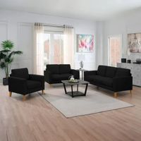 MUEBLE SECCIONAL SONRISA 3 2 1 negro + 2 COJINES DE REGALO