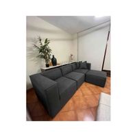SECCIONAL MIA 3 CUERPOS + 1 BANQUETA  color negro + 2 cojines de regalo