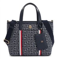 CARTERA MINI TOTE Y CROSSBODY TOMMY HILFIGER MULTICOLOR MONOGRAFIADO CON MONEDERO