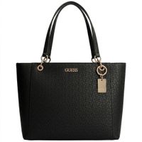 CARTERA TOTE GUESS NEGRO MONOGRAFIADO CON ADORNO DORADO ZAKAIRA