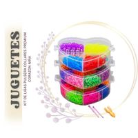 kit igas de colores vibrantes y herramientas para crear pulseras y collares personalizados.