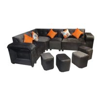 Seccional ZAID 4 CUERPOS 4 PUFF - chocolate + 3 cojines de regalo