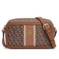 CARTERA CROSSBODY TOMMY HILFIGER MARRON CON DISEÑO MONOGRAFIADO