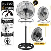 Ventilador Imaco FSM 2060 20 3 en 1 Pedestal Mesa y Pared