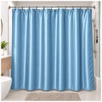 Cortina de Baño Elegante Satinada con Colgadores Celeste TH5