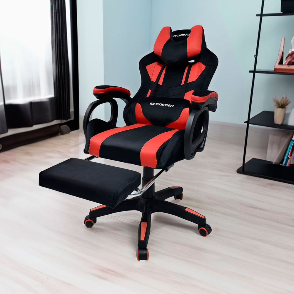 Silla Gamer Extingtion Sapp Gamuza-Cuerina Color Rojo