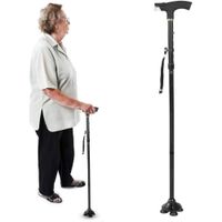 Bastón Ajustable con Base Estable Antideslizante y Luz Led