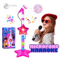 Microfono karaoke para Niña con Luces y Cable MP3 Rosado