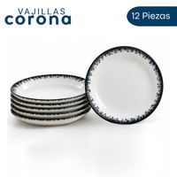 Plato Coupe Corona De Porcelana Set De 12 Unidades