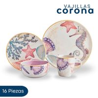 Vajilla 16 Piezas Corona Marea Oceano Para Tu Mesa