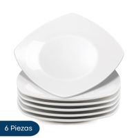 Set De 6 Platos Tendidos De Loza Para Uso Diario