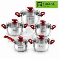 Juego De Ollas Facusa Flamenco 10pzs De Acero Inox