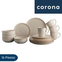 Vajilla Corona 16piezas Para Disfrutar – Caoba Beige