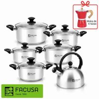 Juego De Ollas Clásico 12 Piezas + Tetera Facusa Y Cafetera Moka