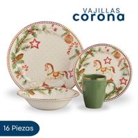 Vajilla Corona Dulce Navidad 16 Piezas Para Celebrar