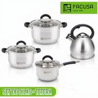Juego De Ollas Misti Facusa 8 Piezas Con Tetera 3.5l - Negro