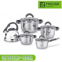 Juego De Ollas Minerva 10 Piezas Con Tetera Facusa