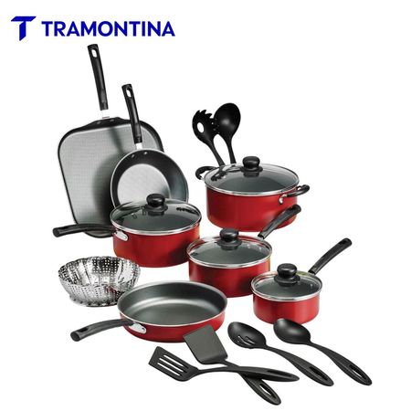 Juego de Ollas Tramontina Primeware 18 Piezas Rojo Antiadherente