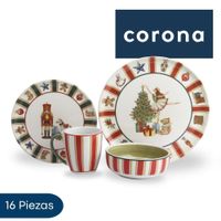 Vajilla 16 Piezas Corona Para Una Mesa Navideña