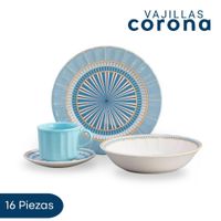 Vajilla Corona Azura 16 Piezas Para Cuatro Personas