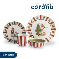 Vajilla Corona Toys Holidays 16 Piezas Para Navidad