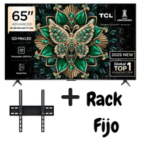 TELEVISOR TCL 65 PULGADAS SMART TV QD MINILED 4K UHD GOOGLE TV 144HZ 65C6K RACK FIJO