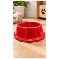 Plato de Plástico Duradero Para Perros y Gatos - Rojo