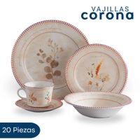 Vajilla Corona Amorette 20 Piezas Para 4 Personas