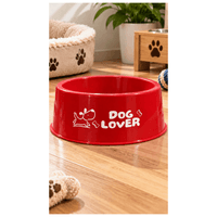 Plato Grande de Plástico Para Alimentos De Perros y Gatos - Rojo
