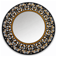 Espejo decorativo de pared Reya Mándala Gris y Dorado 50 cm