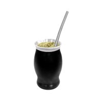Mate de Acero Inoxidable Vaso Negro con Bombilla