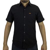Camisa Drill Manga Corta Para Hombre - Negro.