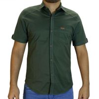 Camisa Drill Manga Corta Para Hombre - Verde
