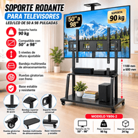 RACK SOPORTE PEDESTAL DE PISO PARA TV Y PANTALLAS INTERACTIVAS DE 42 A 98 PULGADAS