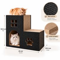 Polarita Rascador Casa Doble Piso para gatos Negro
