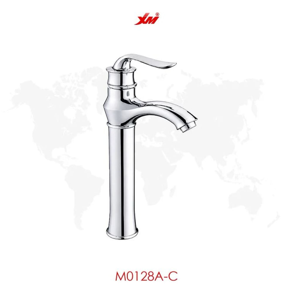 MEZCLADORA MONOCOMANDO PARA LAVATORIO ALTO CROMADO M0128AC