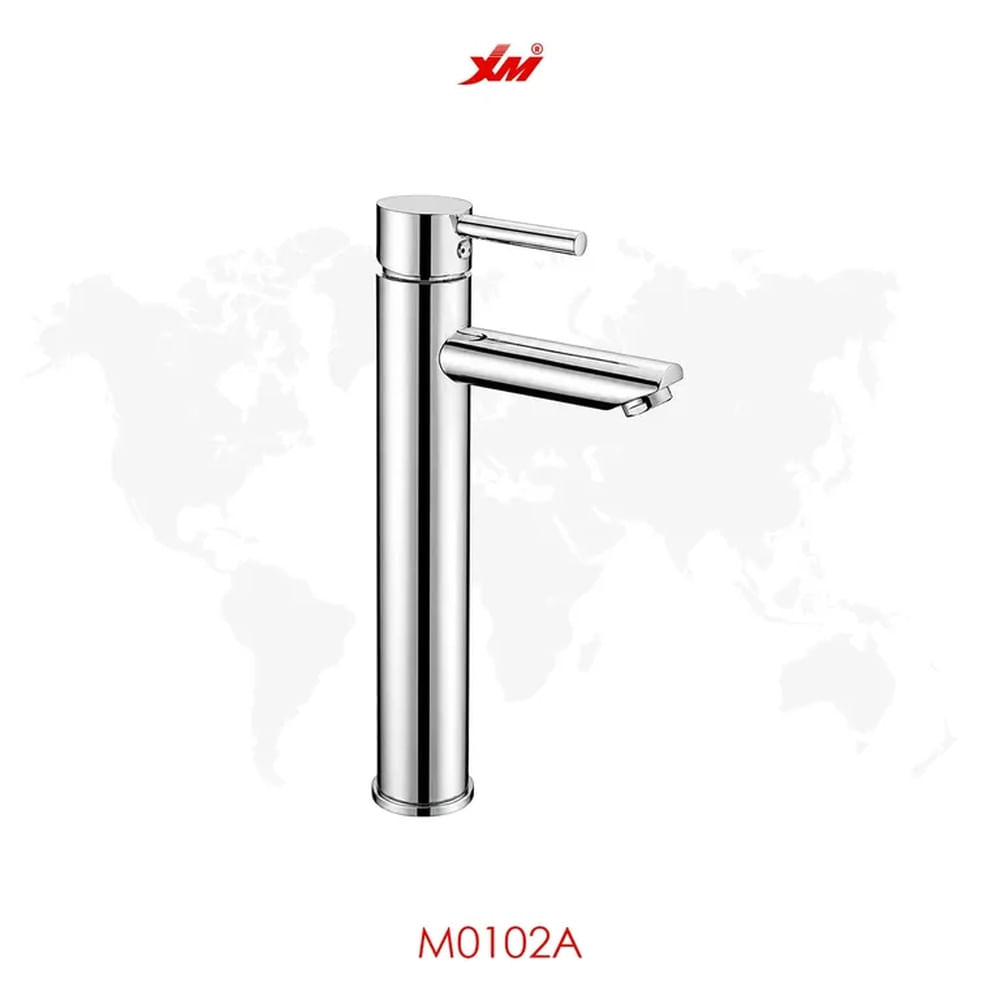 MEZCLADORA MONOCOMANDO PARA LAVATORIO ALTO CROMADO M0102A