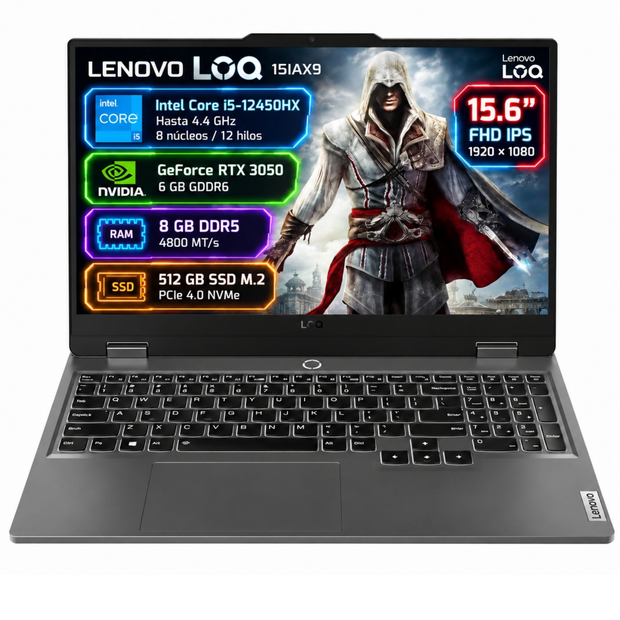 Laptop Gaimer Lenovo LOQ 15IAX9   Intel Core i5 RAM 8GB SSD 512GB RTX 3050 6GB - 83GS006WLM