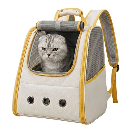 Mochila Transportador para Gatos Hello Cat - Amarillo