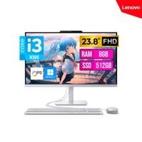 PC TODO EN UNO LENOVO A100 23.8 FHD IPS Core i3-N305 8GB DDR4-3200MHz 512GB W11 home Blanco