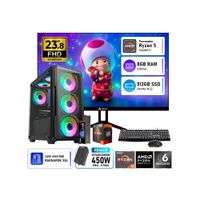 Computadora PC Gamer AMD Ryzen 5 5600GT RAM 8GB SSD 512GB Monitor 23.8 120Hz 1ms