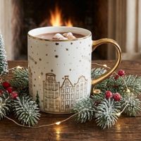 Mug Ciudad Noel 300ml con filo Oro Encanto Dorado