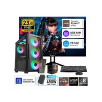 Computadora PC Gamer AMD Ryzen 7 5700G 16GB RAM 1TB SSD Monitor Teros 23.8 120Hz