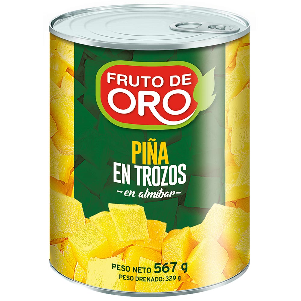 Piña en Trozos FRUTO DE ORO Lata 567g