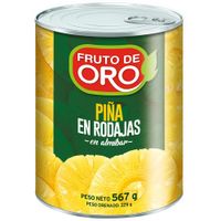 Piña en Rodajas FRUTO DE ORO Lata 567g