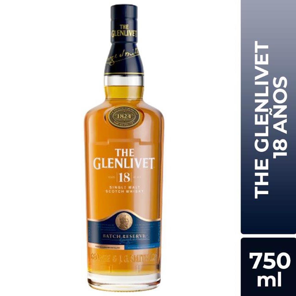 Whisky THE GLENLIVET 18 Años Botella 750ml plazaVea Supermercado