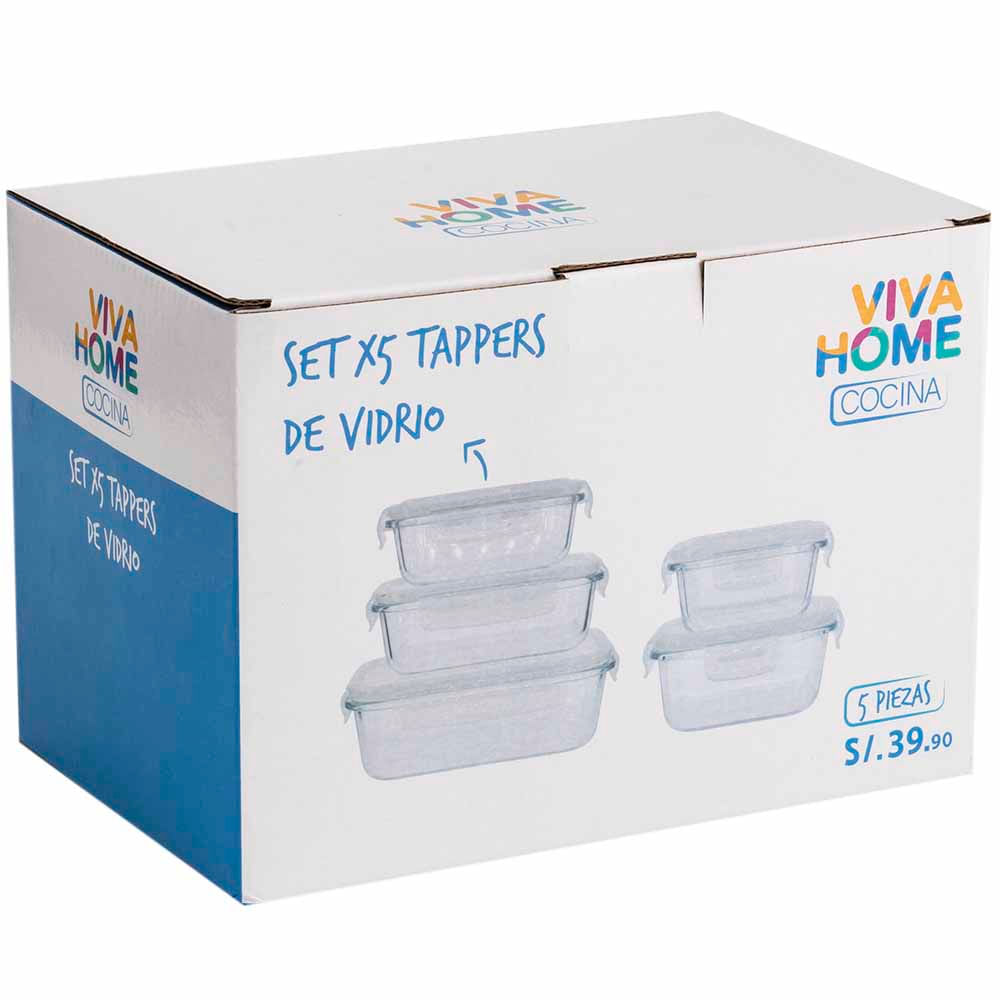 Set de Táperes de Vidrio VIVA HOME 5un