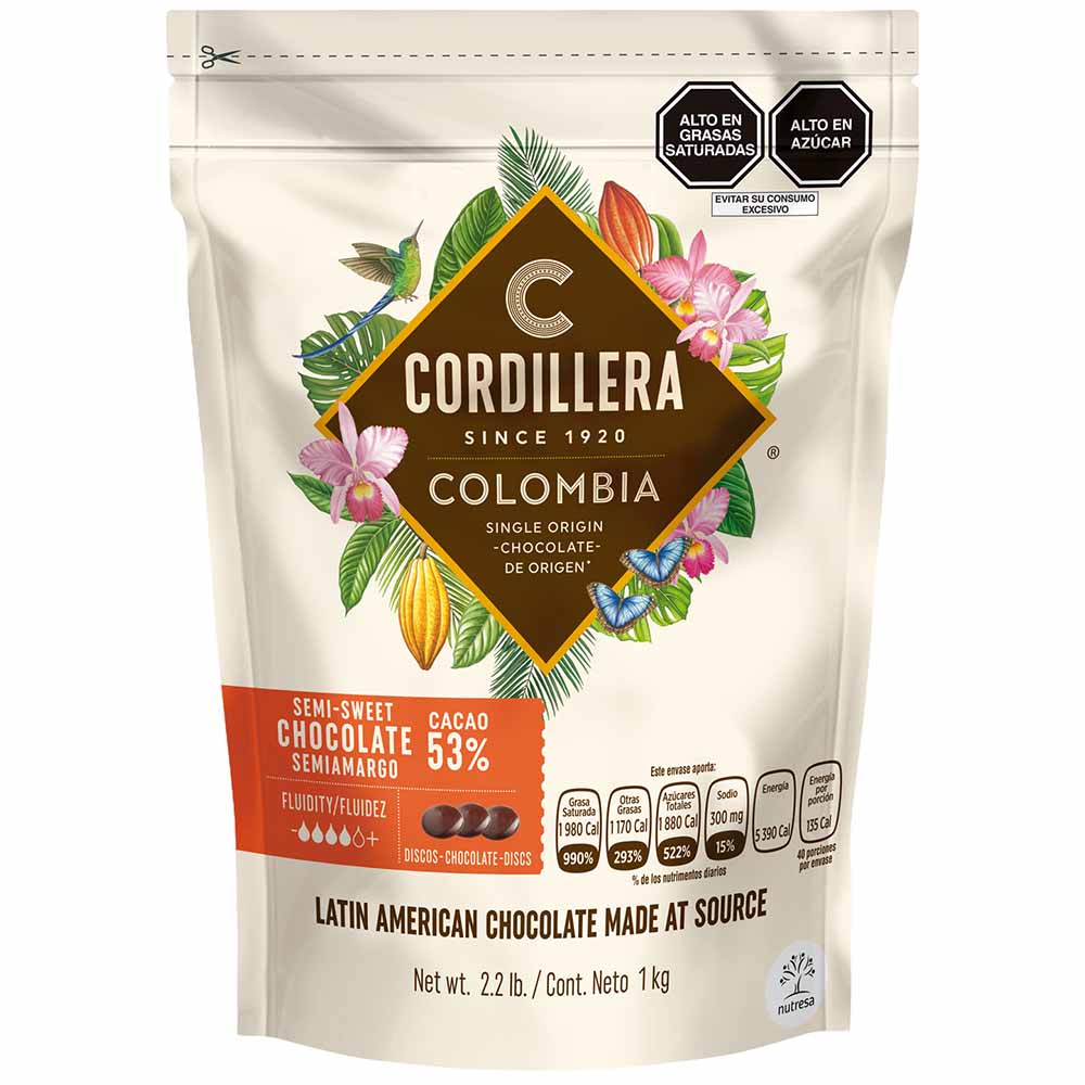 Cobertura de Chocolate 53% CORDILLERA Doypack 1Kg