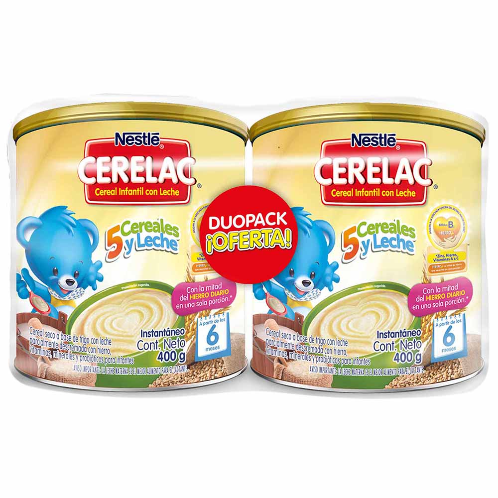 Cereal Infantil Nestle Cerelac 5 Cereales Lata 400g 2un Plazavea Supermercado